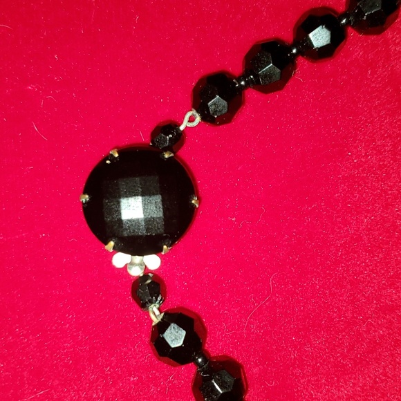 Vintage - Black Jet Glass Beaded Necklace 50s - Picture 4 of 7